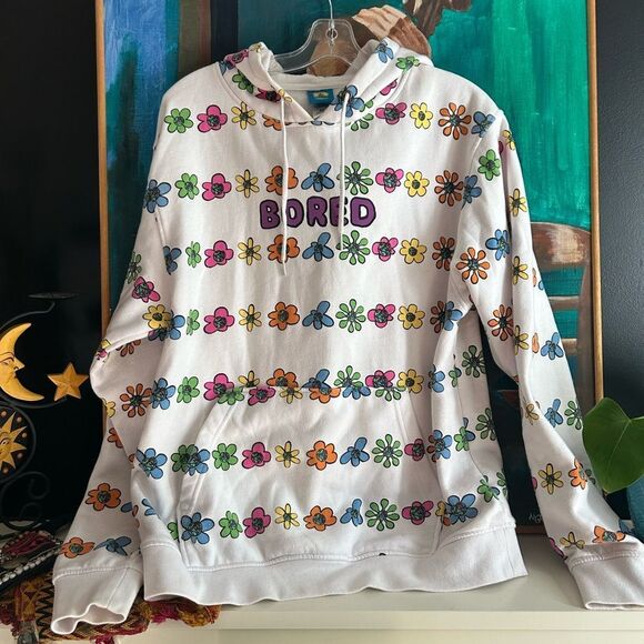 Teenage Colorful Bored Floral Print Hoodie M - Picture 1 of 16